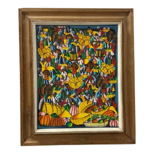 Mid 20th Century Haitian Oil Painting, Framed