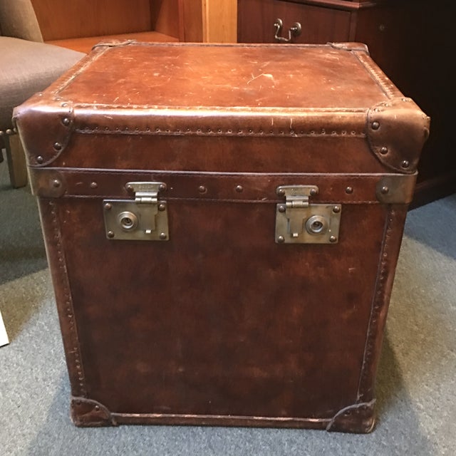 Pottery Barn Expedition Leather Storage Cube Chairish