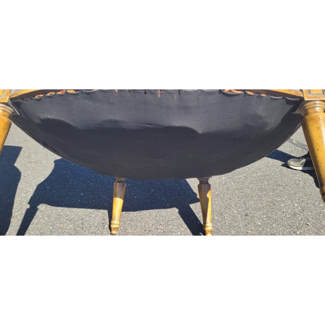 Pair Mid Century 1950s Arm Chairs White Moire Fabric For Sale - Image 10 of 11