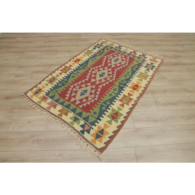 Size: 3.9 x 5.6 ft ( 120 x 172 cm) 47 x 67 inches Color: Organic Natural Dye ( Red,Green,Blue,Beige ) Material: 100% Hand...