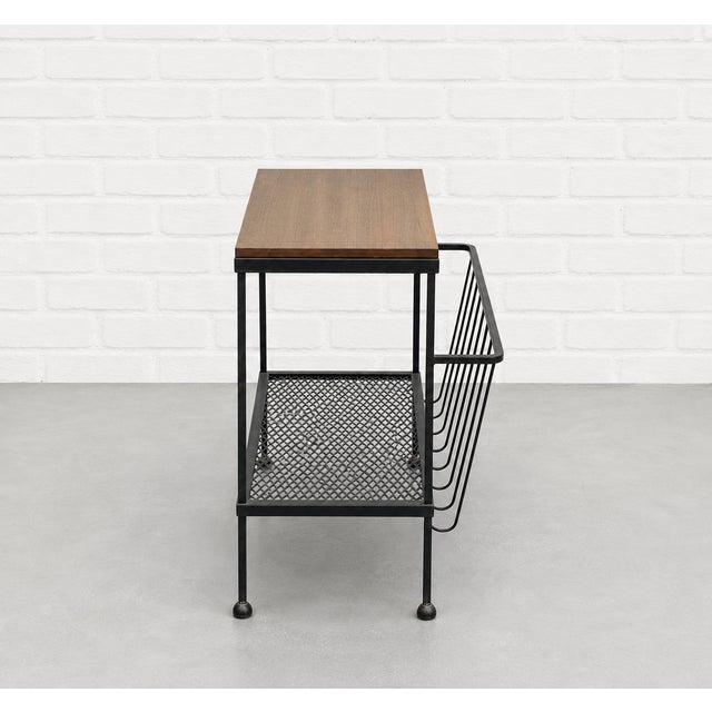 Mid Century Modern Industrial Black Metal Magazine Stand / Side Table, C. 1960's For Sale - Image 10 of 11
