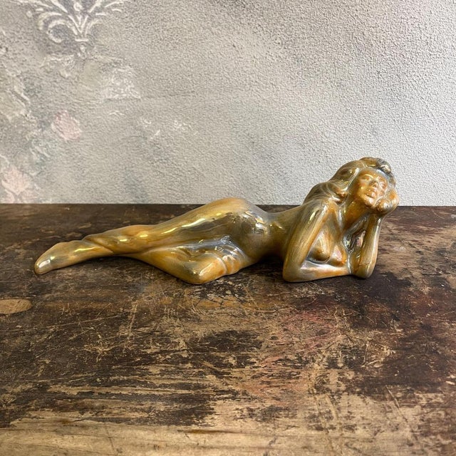 Art Deco Glazed Ceramic Shelf Figure of a Nude Female, 1930s For Sale - Image 18 of 18