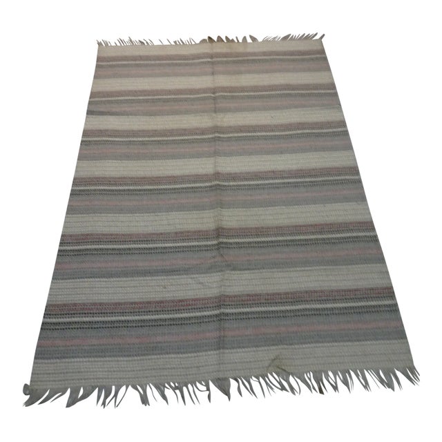 Rag Rug Swedish Mid Century Vinyl For Sale