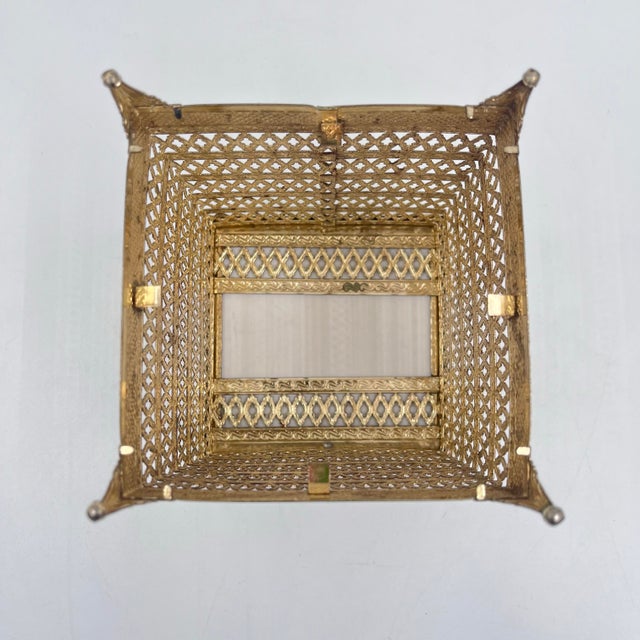 Vintage Hollywood Regency Gold Filigree Ormolu Tissue Box Cover For Sale In New York - Image 6 of 11