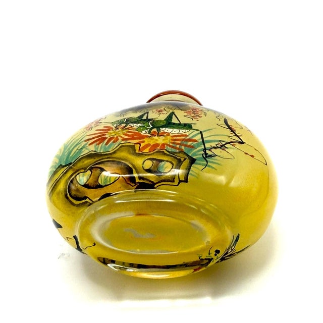 Beautifully Painted Inside Painted Snuff Bottle With Praying Mantis and Grasshoppers For Sale - Image 10 of 16