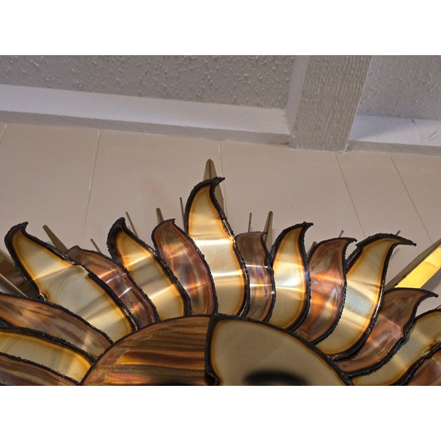 1990s Vintage MCM Brutalist Metall Brass Wall Sculpture by Curtis Jere "Sun and Moon" For Sale - Image 5 of 8