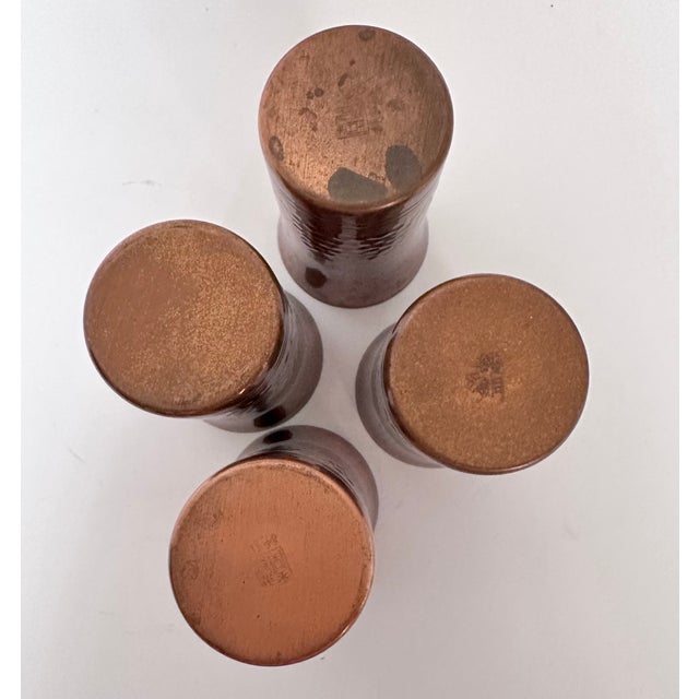 Vintage Copper Plated Tin Cups W/ Saucers, Set of 4 For Sale In Los Angeles - Image 6 of 6