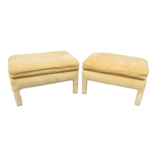 Vintage Parsons Style Ottomans / Stools in the Style of Milo Baughman - a Pair For Sale