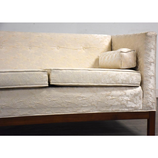 Wood 1960s Walnut and White Mid Century Sofa For Sale - Image 7 of 8