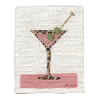Kitty the Martini by Willa Heart in Walnut Frame, Mini Art Print For Sale