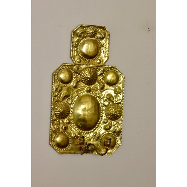 Large Swedish Brass Sconces, Set of 2 For Sale - Image 4 of 10