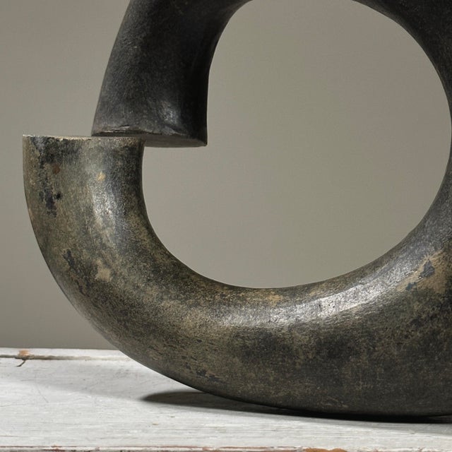 Black Vintage Hand Carved Minimalist Modernist Stone Sculpture For Sale - Image 8 of 9