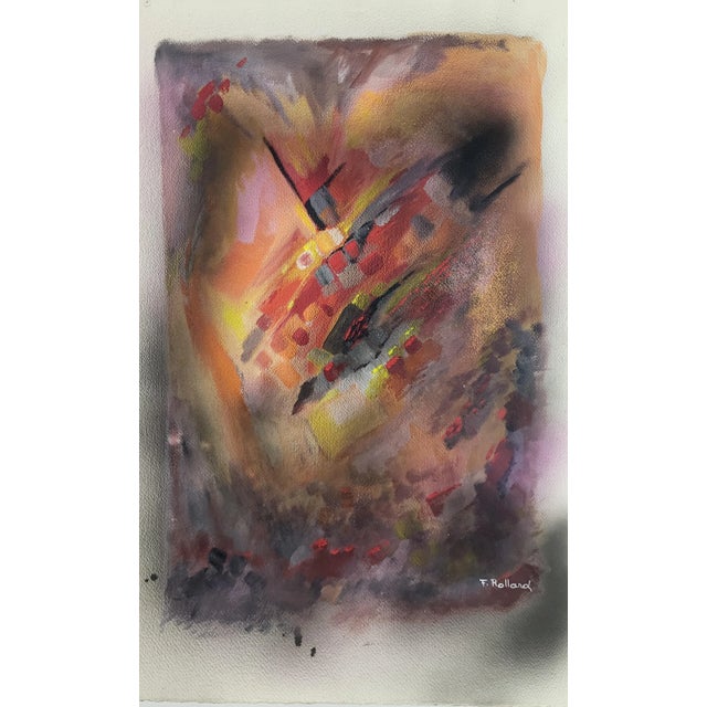 Fernand Rolland, Abstract Composition, 1980s, Mixed Media on Paper For Sale - Image 6 of 9