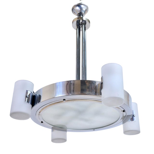 Metal Ceiling Lamp with Cylindrical Glass Shades, 1930s For Sale - Image 7 of 16