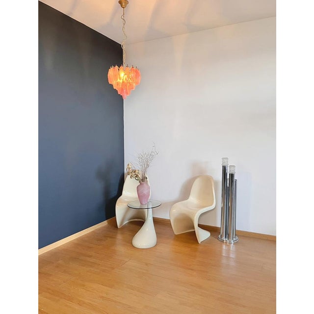 Alabaster and Pink Murano Glass Poliedri Chandelier by Carlo Scarpa, 1990s For Sale - Image 13 of 18