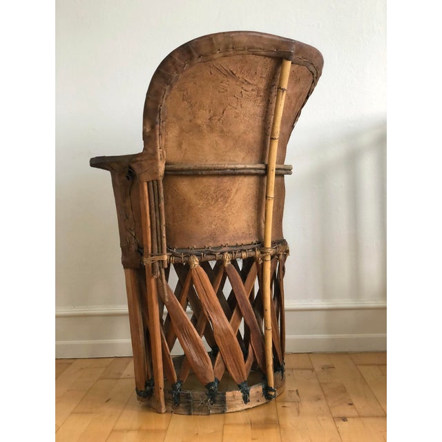 1930s Mexican Equipale Folk Art Chair With Hand-Painted Bullfight Scene 1930s For Sale - Image 5 of 12