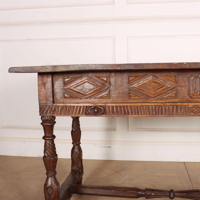 Portuguese Desk in Carved Chestnut For Sale - Image 17 of 18