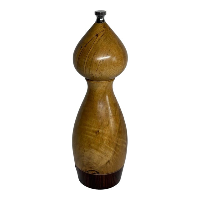 1990s Handcrafted Turned Wood Pepper Mill Grinder Australian Tea Tree and Honduran Rosewood For Sale