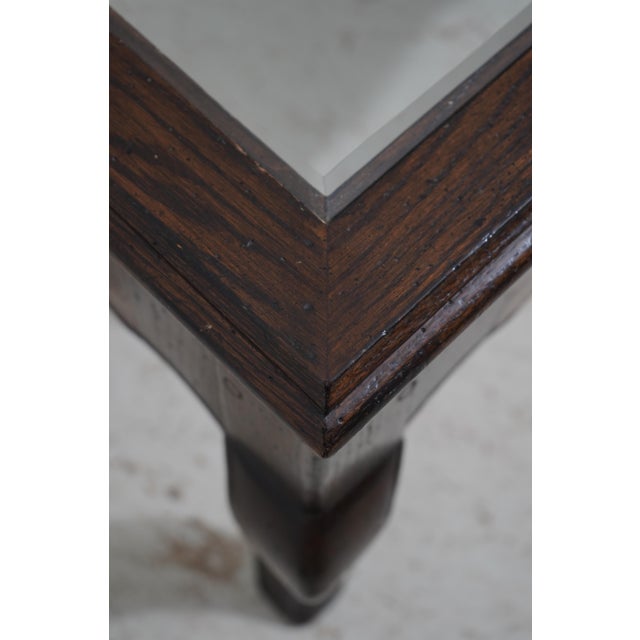 1990s Country French Oak Coffee Table W. Glass Top For Sale - Image 5 of 12