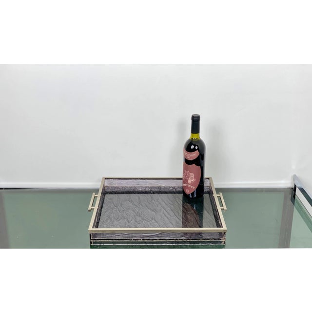 Italian Ice Effect Tray Centrepiece in Acrylic Glass and Metal, 1970s For Sale - Image 3 of 8