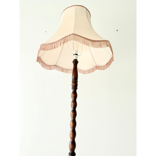 Vintage Art Deco Barley Twist Turned Oak Floor Lamp, 1930s For Sale - Image 4 of 17
