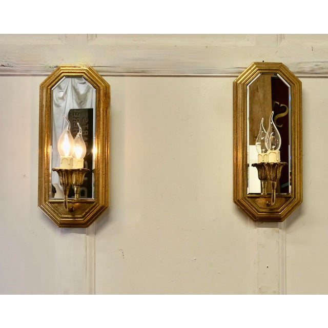 Art Deco Style Girandole Wall Mirror Lights, 1960s, Set of 2 For Sale - Image 6 of 7
