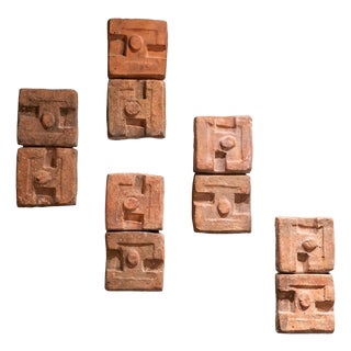 Vintage Brutalist Terracotta Wall Lights by Georges Jouve, 1950s, Set of 5 For Sale