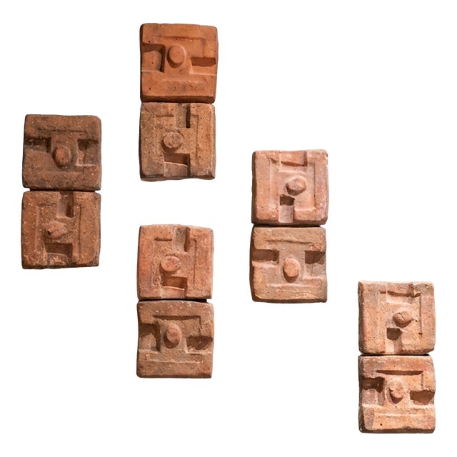 Vintage Brutalist Terracotta Wall Lights by Georges Jouve, 1950s, Set of 5 For Sale