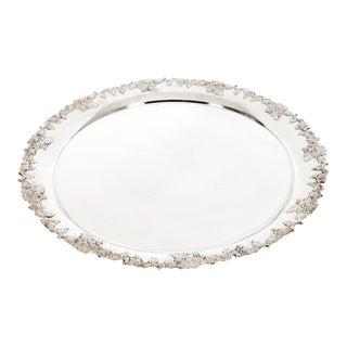 Large English Silver Plated Circular Barware / Tableware Tray For Sale