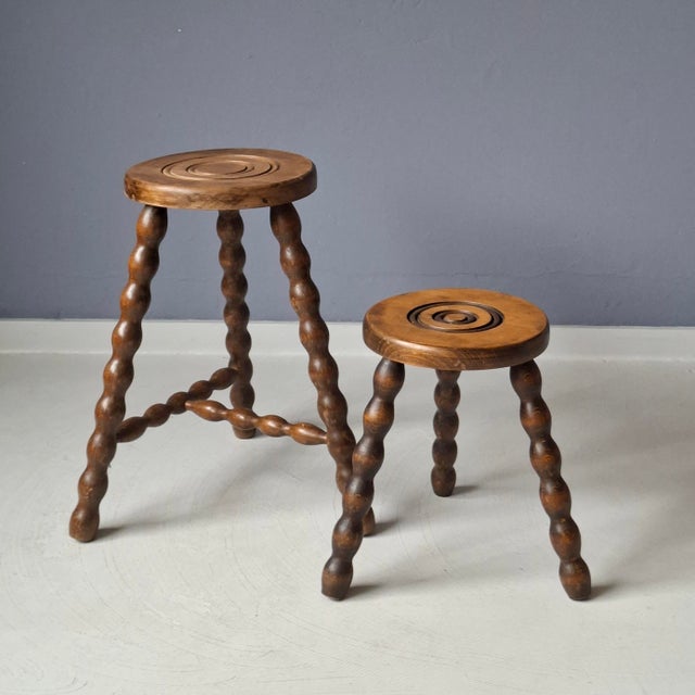 Vintage French Bobbin Stools, 1960s, Set of 2 For Sale - Image 10 of 10