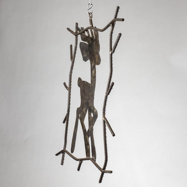 Brown Handcrafted Wrought Iron Picture of Bambi Deer, 1980s For Sale - Image 8 of 10