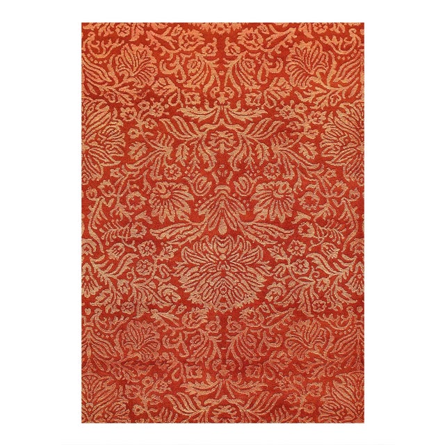 Hand knotted modern rug. Hand-spun. Fine lamb's wool rug. From India.