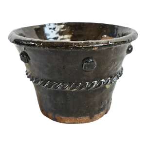 Vintage Ceramic Black Braided Pot