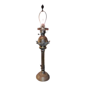 1940s Metal Table Lamp With Brass Design