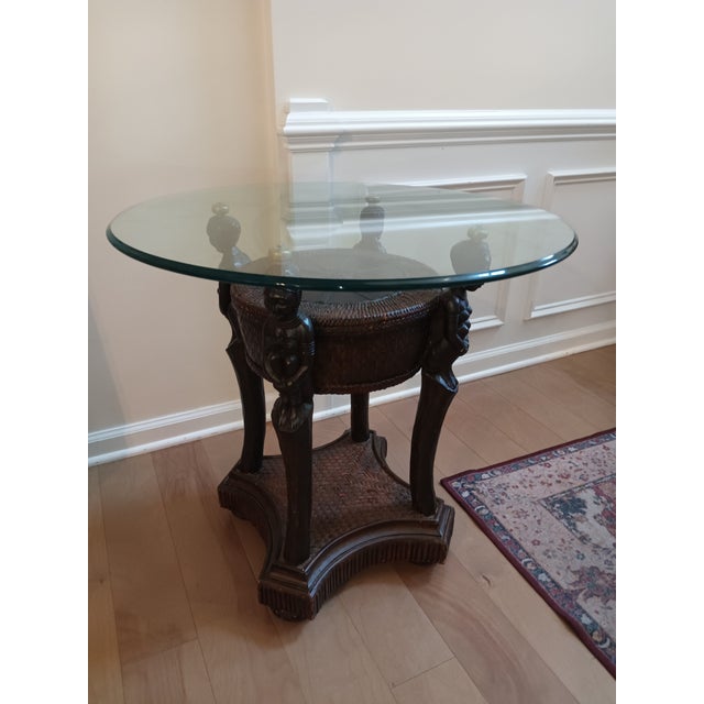 Maitland - Smith Vintage Maitland Smith African Queen Collectors Accent Table. For Sale - Image 4 of 12