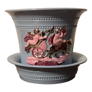 Antique Early 19th Century English Regency Hackwood Luster Flower Pot and Stand Circa 1820