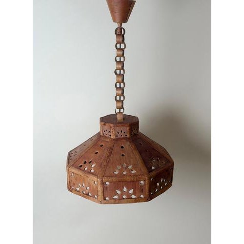 Wood Swedish Birch Bark Pendant Lamp with Decorative Bark Chain, 1960 For Sale - Image 7 of 16