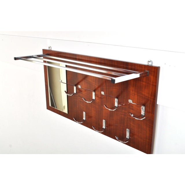Wood Vintage Coat Rack with Mirror, 1960s For Sale - Image 7 of 8