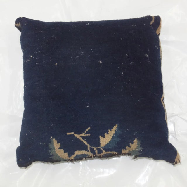 Chinese Leon Banilivi Chinese Navy Pillow, 1'5" X 1'5" For Sale - Image 3 of 3