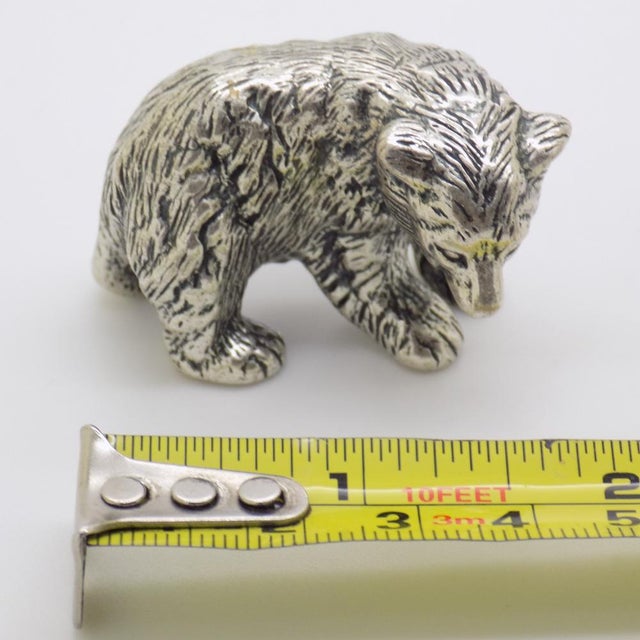 Large Vintage Italian Handmade Silver Brown Bear Cub Figurine, Novara, 1970s For Sale - Image 15 of 16