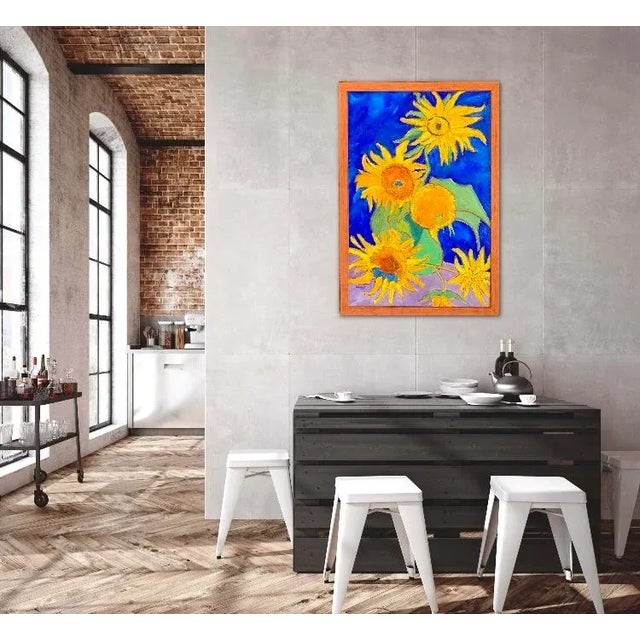 "After Van Gogh" Contemporary Original Sunflowers Still Life Oil Painting, Framed For Sale - Image 4 of 13