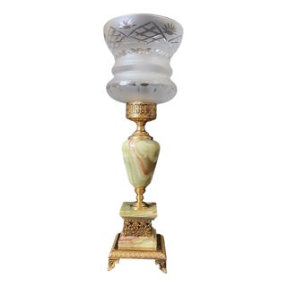 Vintage Italian Alabaster and Glass Lamp, 1960s For Sale