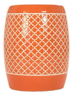 Gable Orange Glaze Quatrefoil Trellis Garden Stool