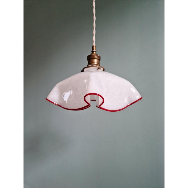 Art Deco Pendant Light in Pleated Speckled Glass, 1930s For Sale - Image 14 of 14