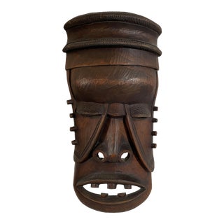 Vintage Hand Carved Wood Mask For Sale