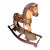 Antique Hand-Painted Carved Wood Rocking Horse on Wheels For Sale
