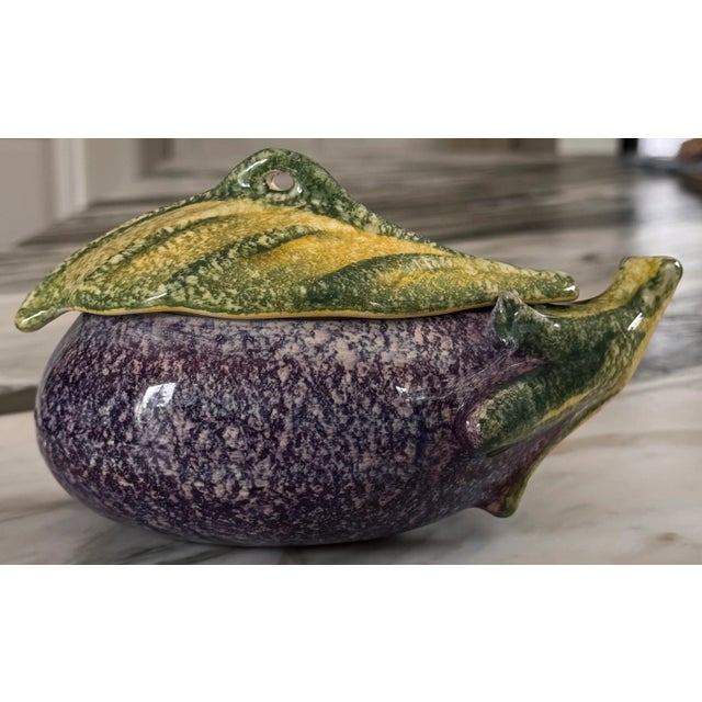 VIETRI LastCHANCE!Italian Majolica Style Eggplant Tureen For Sale - Image 4 of 12
