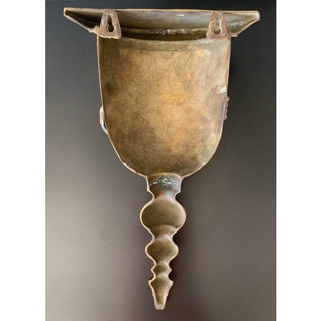 Mid 20th Century Mid 20th Century Large Solid Antique Brass Wall Brackets With Swags, A Pair For Sale - Image 5 of 6