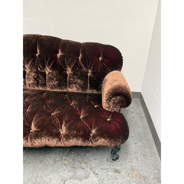 Provasi Bespoke Paris Velvet Sofa, Vintage For Sale - Image 9 of 12