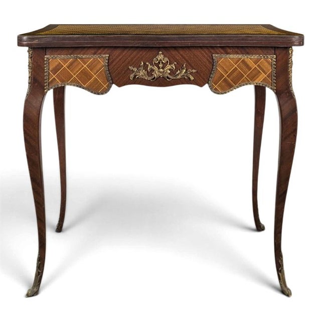 Louis XV Style Marquetry and Gilt Bronze Gaming Table For Sale - Image 10 of 10